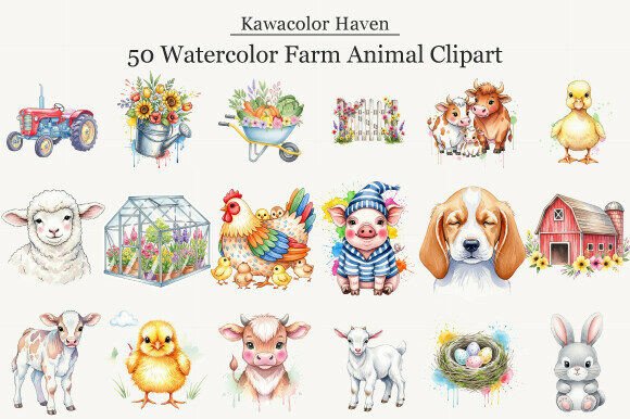 Download Watercolor Farm Animal Clipart - Premium Resources