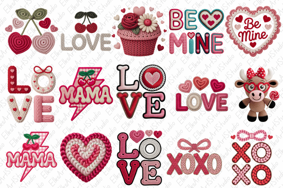 Download Faux Yarn Coquette Valentine PNG Bundle - Coquette valentine png Collection